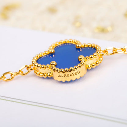 18K Celestial Vintage Alhambra Agate 10 Motifs Necklace