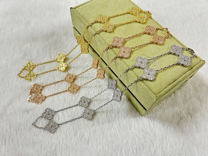 18K Celestial Vintage Alhambra Diamonds 10 Motifs Necklace