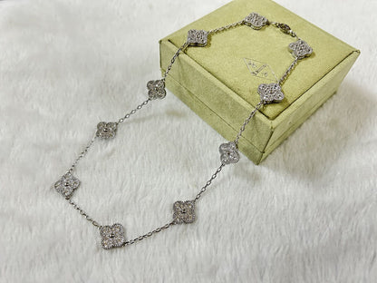 18K Celestial Vintage Alhambra Diamonds 10 Motifs Necklace
