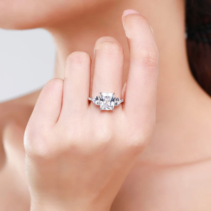 Luxury Rectangle Cut CZ Ring – 925 Sterling Silver
