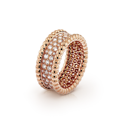 18K Celestial Perl̩e Diamonds 3 Row Ring