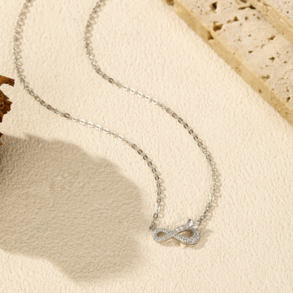 Eternal Love Mobius Heart CZ Necklace – Romantic 925 Sterling Silver Jewelry