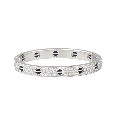 18K Love Diamond-Paved Ceramic Bracelet