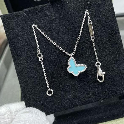 18K Celestial Sweet Alhambra Blue Butterfly Necklace