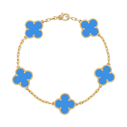 18K Vintage Alhambra Five Motifs Agate Bracelet