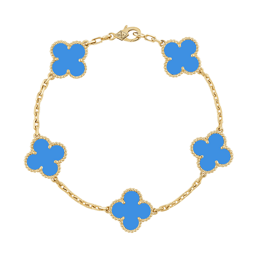 18K Vintage Alhambra Five Motifs Agate Bracelet