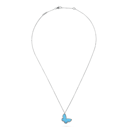 18K Celestial Sweet Alhambra Blue Butterfly Necklace