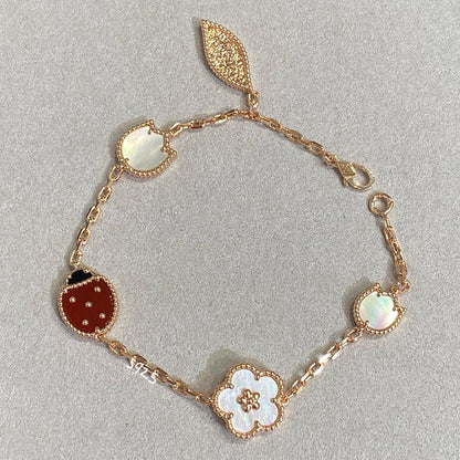 18K Celestial Lucky Spring Five Motifs Clover Bracelet