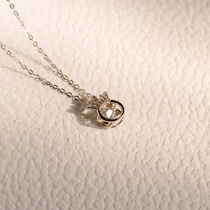 ELVORIA Tiara Dancing Stone Necklace – Platinum Plated 925 Sterling Silver