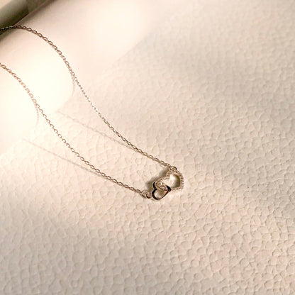 ELVORIA Soulmate Heart Necklace – 18K Rose Gold & Platinum Plated 925 Sterling Silver