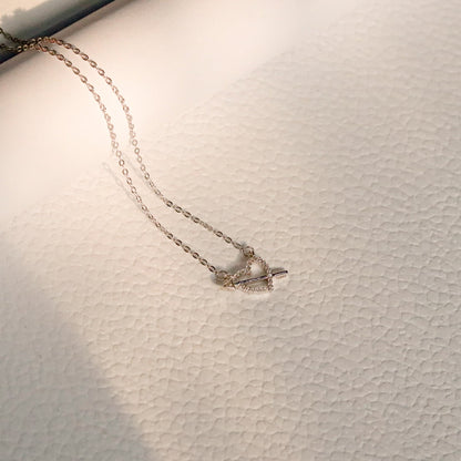 ELVORIA Fondness Heart Necklace – 18K Rose Gold & Platinum Plated 925 Sterling Silver