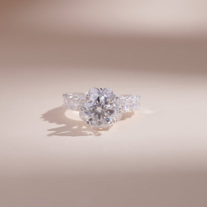 ELVORIA 8mm Moissanite Ring GRA ELVDA11 – Platinum Plated 925 Sterling Silver