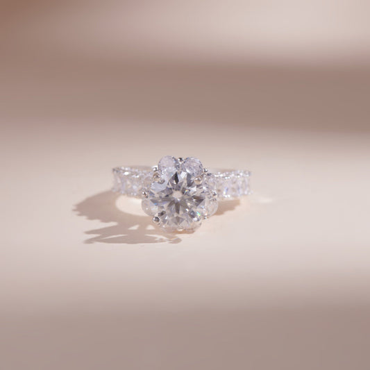ELVORIA 8mm Moissanite Ring GRA ELVDA11 – Platinum Plated 925 Sterling Silver