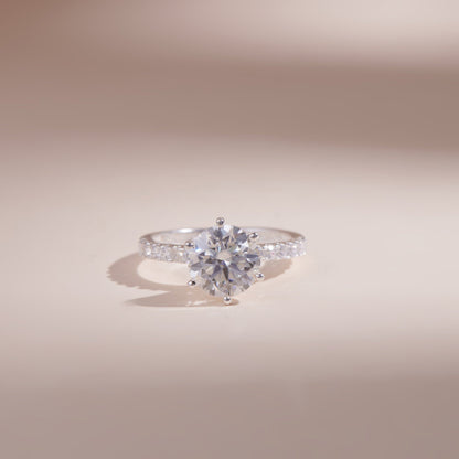 ELVORIA 7mm Moissanite Ring GRA – Platinum Plated 925 Sterling Silver