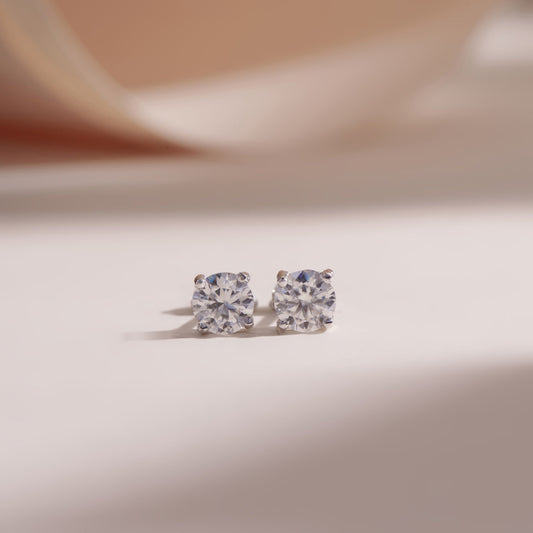 ELOREVA 5mm Moissanite Stud Earrings GRA – Platinum Plated 925 Sterling Silver