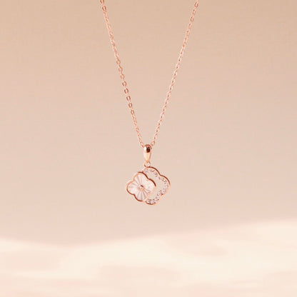 ELVORIA 18K Rose Gold Plated Clover Necklace – 925 Sterling Silver