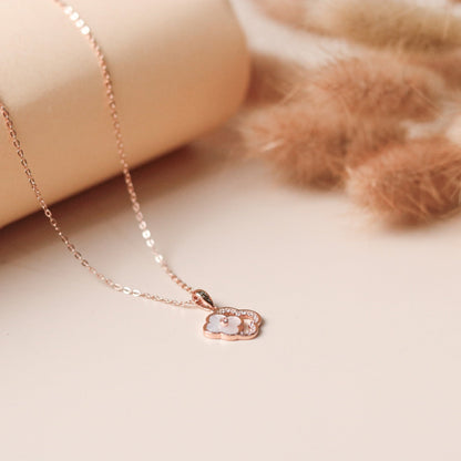 ELVORIA 18K Rose Gold Plated Clover Necklace – 925 Sterling Silver