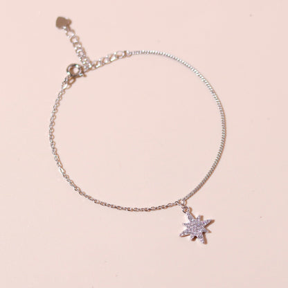 ELVORIA Eira Snowflake Bracelet – Rose Gold & Platinum Plated 925 Sterling Silver