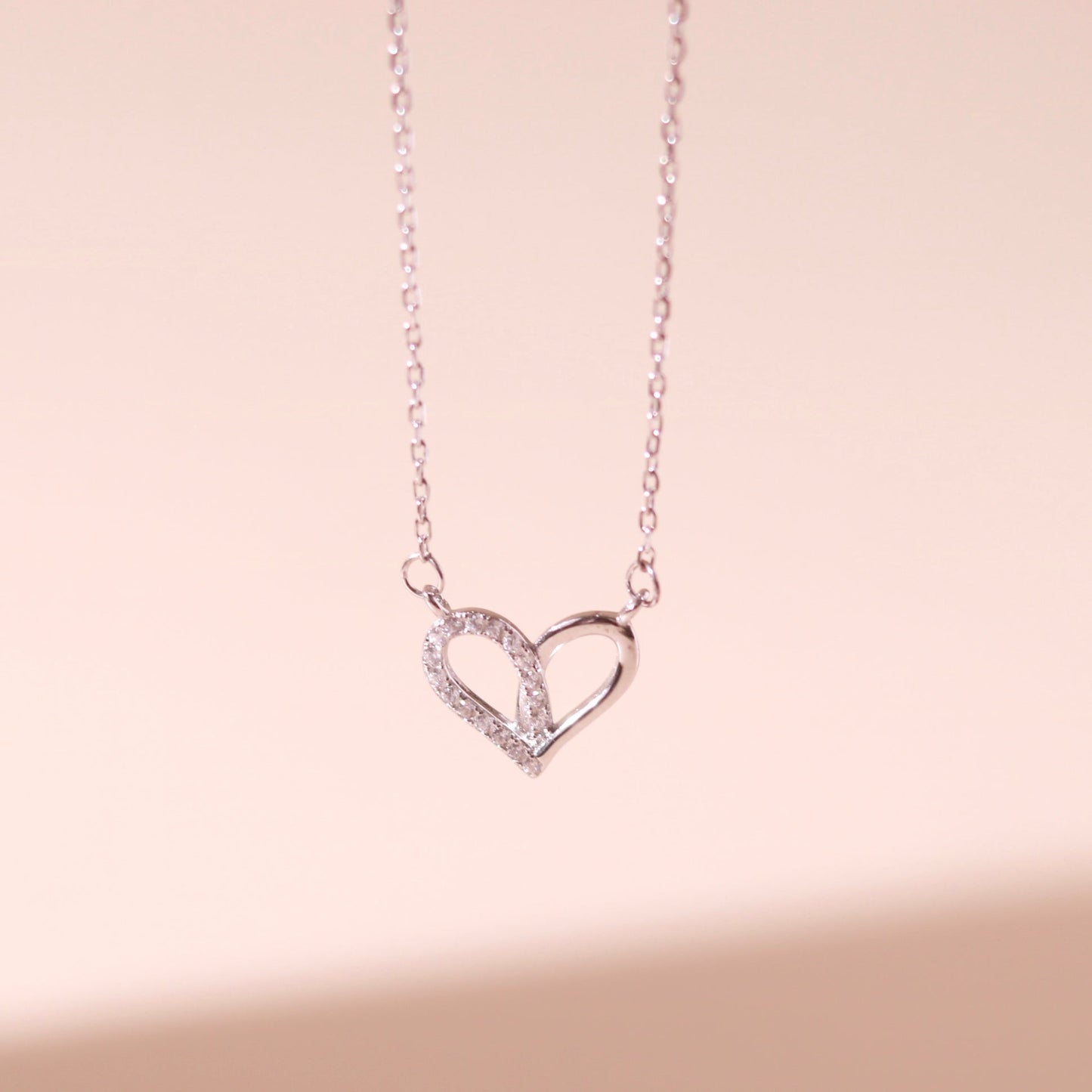ELVORIA Narci Open Heart Necklace – 18K Rose Gold & Platinum Plated 925 Sterling Silver