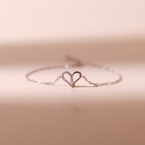 ELVORIA Narci Open Heart Bracelet – Rose Gold & Platinum Plated 925 Sterling Silver