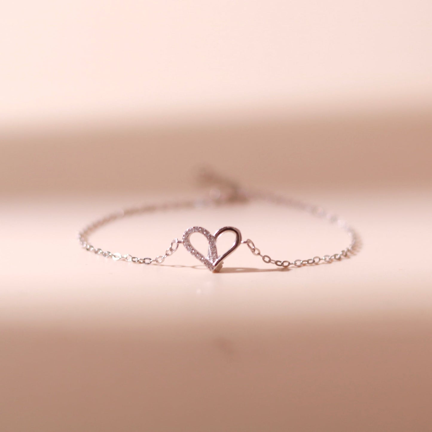ELVORIA Narci Open Heart Bracelet – Rose Gold & Platinum Plated 925 Sterling Silver