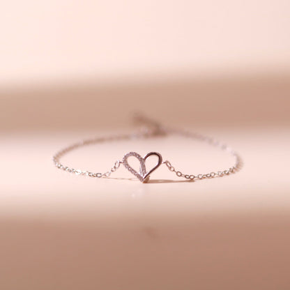 ELVORIA Narci Open Heart Bracelet – Rose Gold & Platinum Plated 925 Sterling Silver