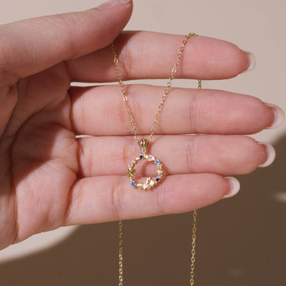 ELVORIA 18K Gold Plated Aquamarine Necklace – 925 Sterling Silver