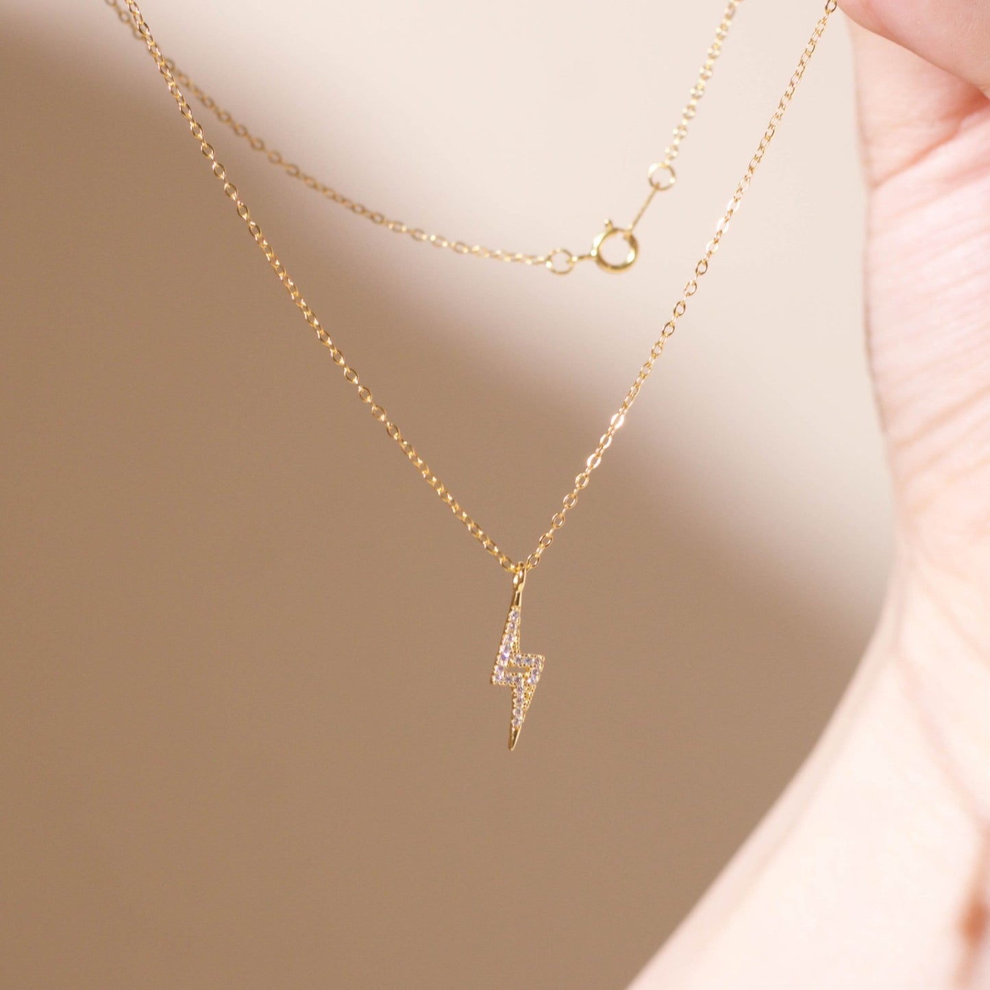 ELVORIA Lightning Necklace – 18K Gold Plated 925 Sterling Silver