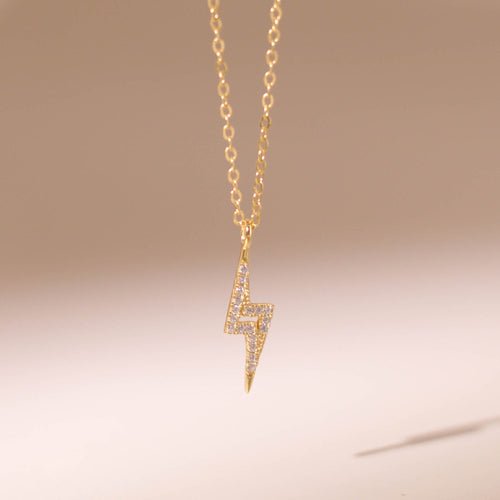 ELVORIA Lightning Necklace – 18K Gold Plated 925 Sterling Silver