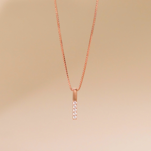 ELVORIA Joyce Vertical Bar Necklace – 18K Rose Gold Plated 925 Sterling Silver