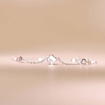 ELVORIA Cindy Modern Clover Bracelet – Rose Gold & Platinum Plated 925 Sterling Silver