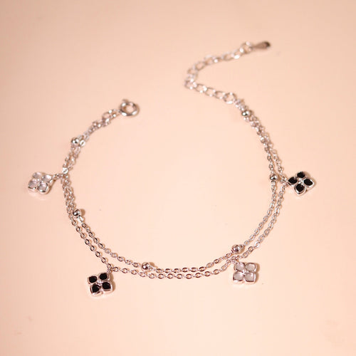 ELVORIA Rita Mini Clover Bracelet – Platinum Plated 925 Sterling Silver