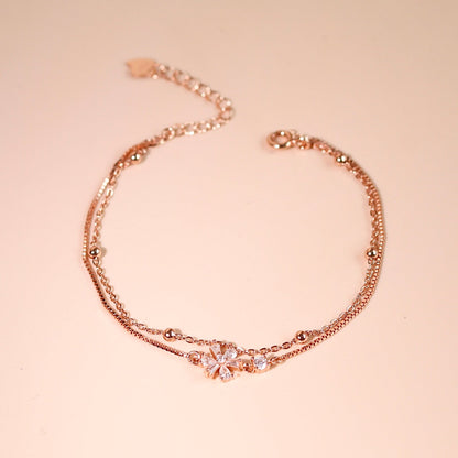 ELVORIA Yeri Dual-Tone Bracelet – Rose Gold & Platinum Plated 925 Sterling Silver
