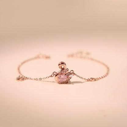 ELVORIA Fiona Swan Bracelet – 18K Rose Gold Plated 925 Sterling Silver