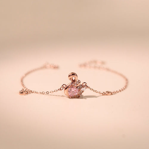 ELVORIA Fiona Swan Bracelet – 18K Rose Gold Plated 925 Sterling Silver