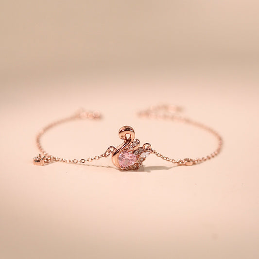 ELOREVA Fiona Swan Bracelet – 18K Rose Gold Plated 925 Sterling Silver