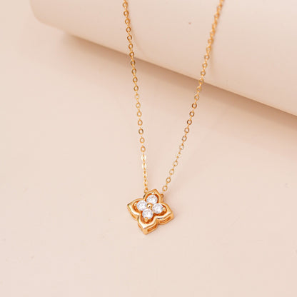 ELVORIA 18K Gold or Platinum Plated Four Leaf Clover Necklace – 925 Sterling Silver