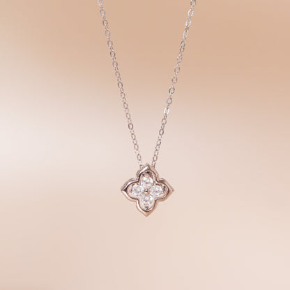 ELVORIA 18K Gold or Platinum Plated Four Leaf Clover Necklace – 925 Sterling Silver