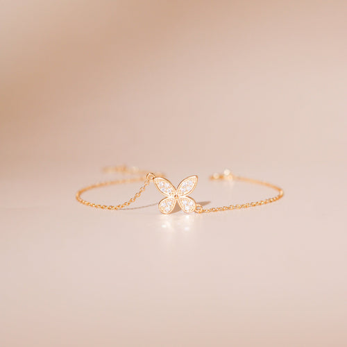ELVORIA Eri Butterfly Bracelet – 18K Gold Plated 925 Sterling Silver