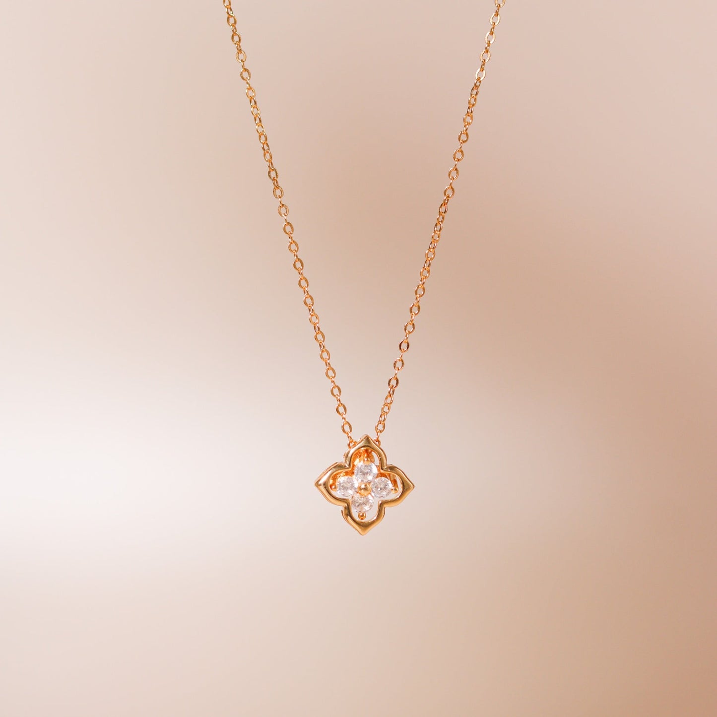 ELVORIA 18K Gold or Platinum Plated Four Leaf Clover Necklace – 925 Sterling Silver