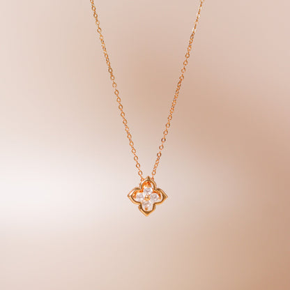 ELVORIA 18K Gold or Platinum Plated Four Leaf Clover Necklace – 925 Sterling Silver