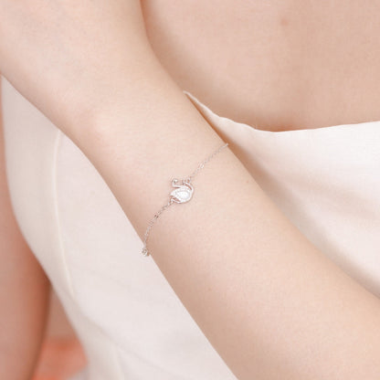 ELVORIA Alina Swan Bracelet – Platinum Plated 925 Sterling Silver