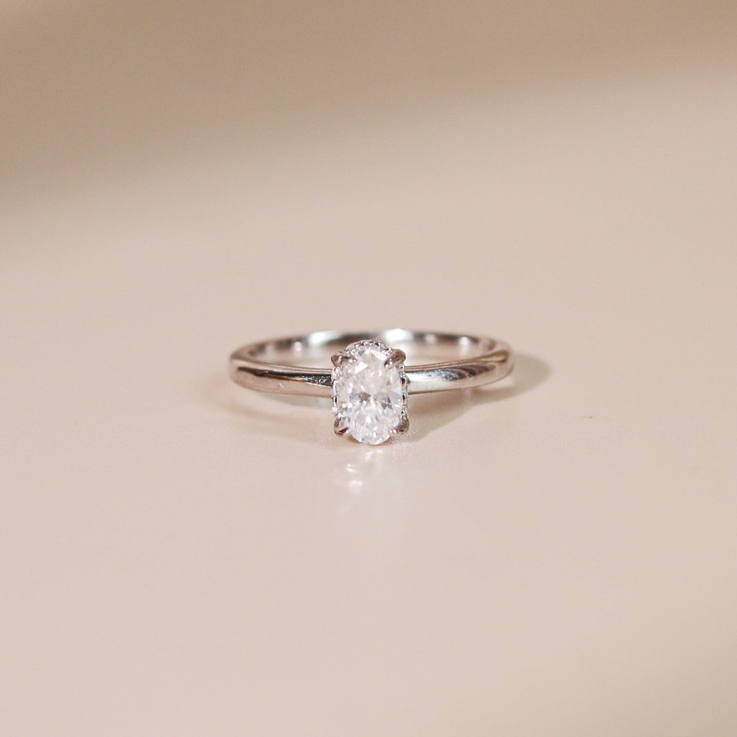 ELVORIA 6.5mm Moissanite Ring GRA – Platinum Plated 925 Sterling Silver