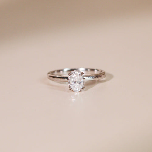 ELVORIA 6.5mm Moissanite Ring GRA – Platinum Plated 925 Sterling Silver