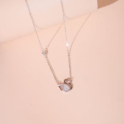 ELVORIA Alina Swan Necklace – Platinum Plated 925 Sterling Silver