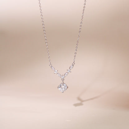 ELVORIA Yuna Dew Drop Necklace – Platinum Plated 925 Sterling Silver