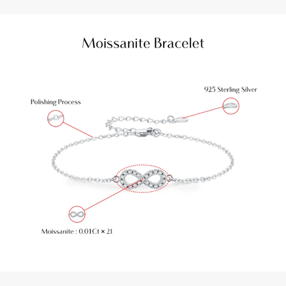 Elegant D Color Moissanite Infinity Bracelet – 925 Sterling Silver