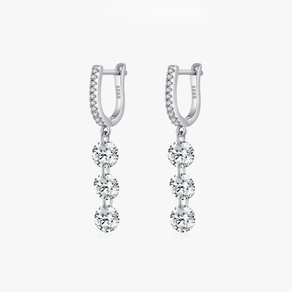 Sparkling Clear CZ Swing Dangle Earrings – 925 Sterling Silver