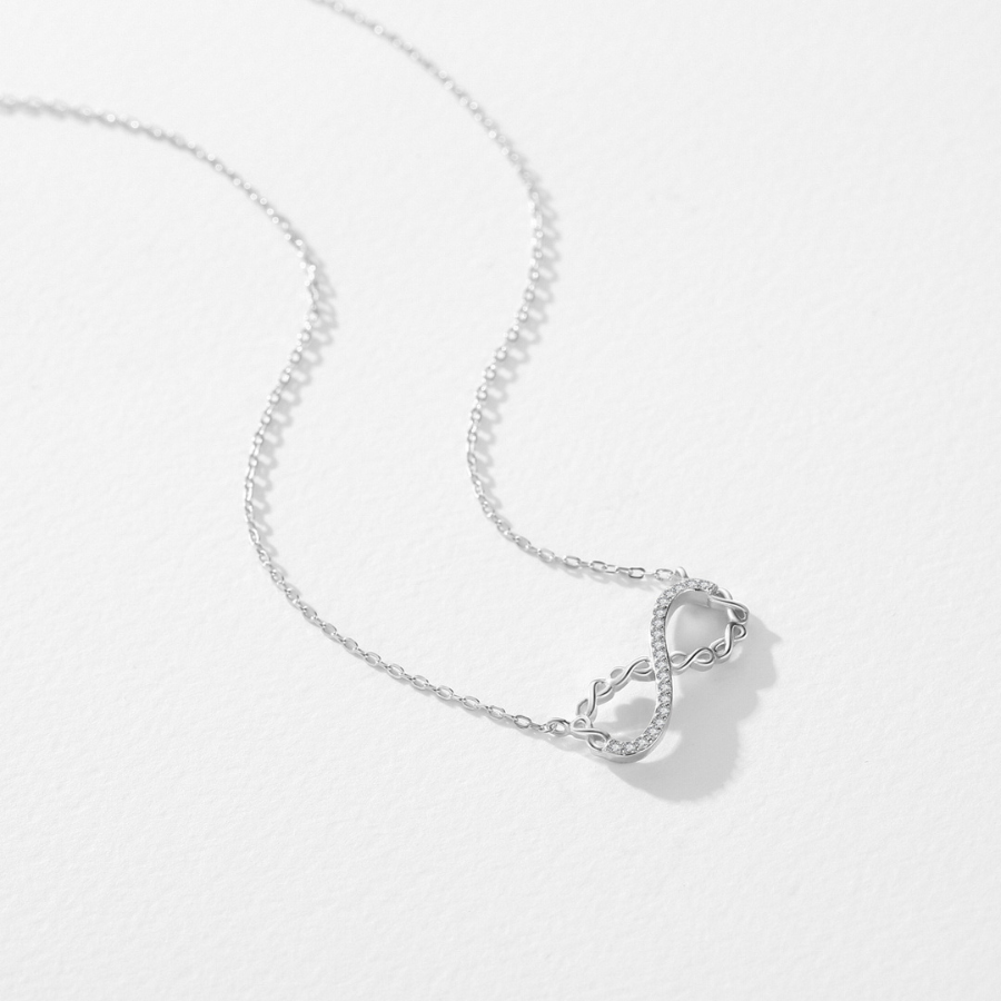 Romantic Infinite Love CZ Necklace – Solid 925 Sterling Silver Pendant