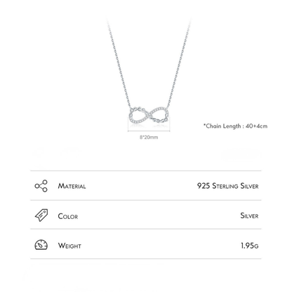 Romantic Infinite Love CZ Necklace – Solid 925 Sterling Silver Pendant